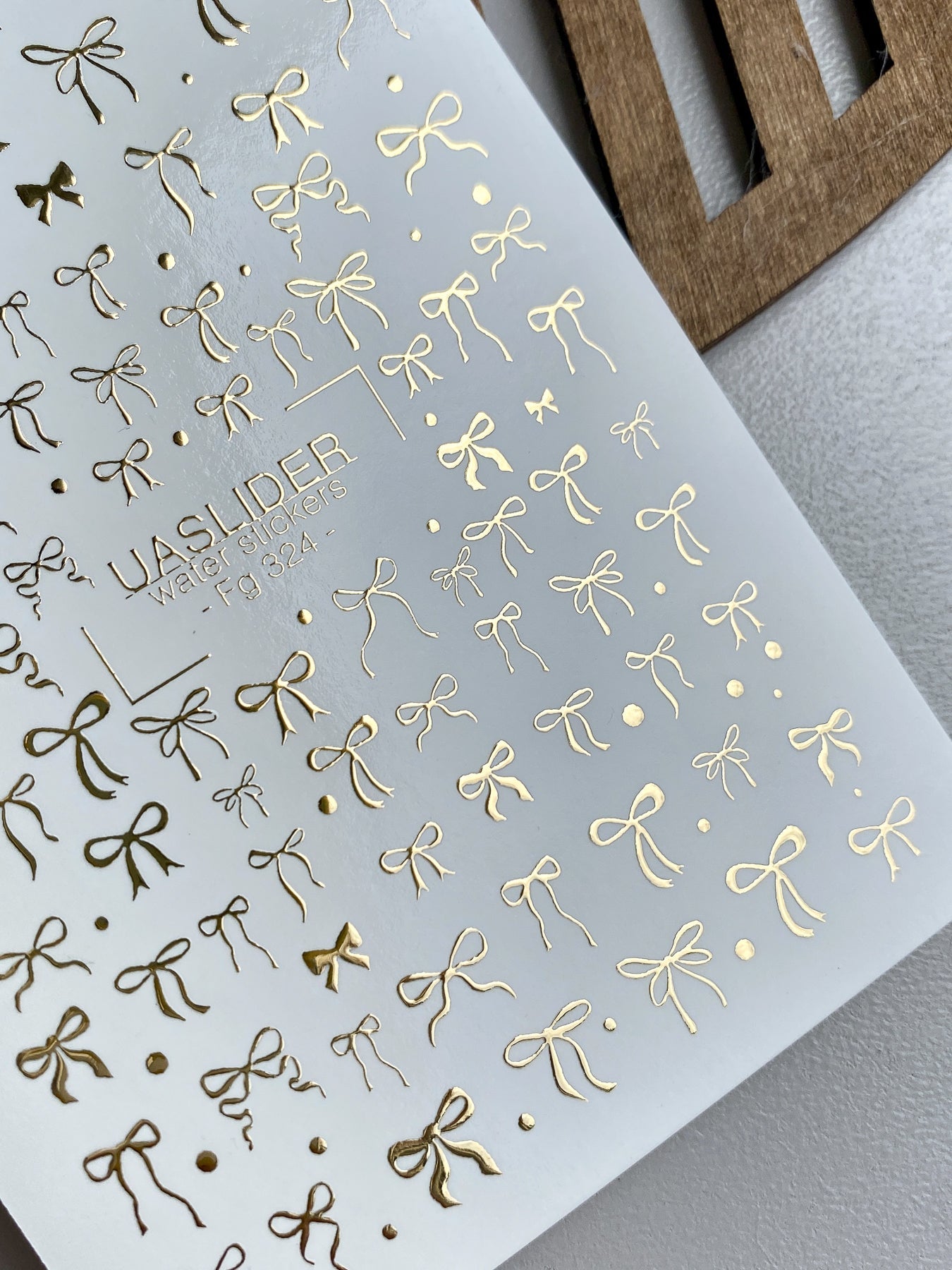 Bow Nail Decals — Gold Foil Ribbon Bows Mixed Sizes | Fg-324 - UASLIDER