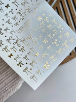 Bow Nail Decals — Gold Foil Ribbon Bows Mixed Sizes | Fg-324 - UASLIDER