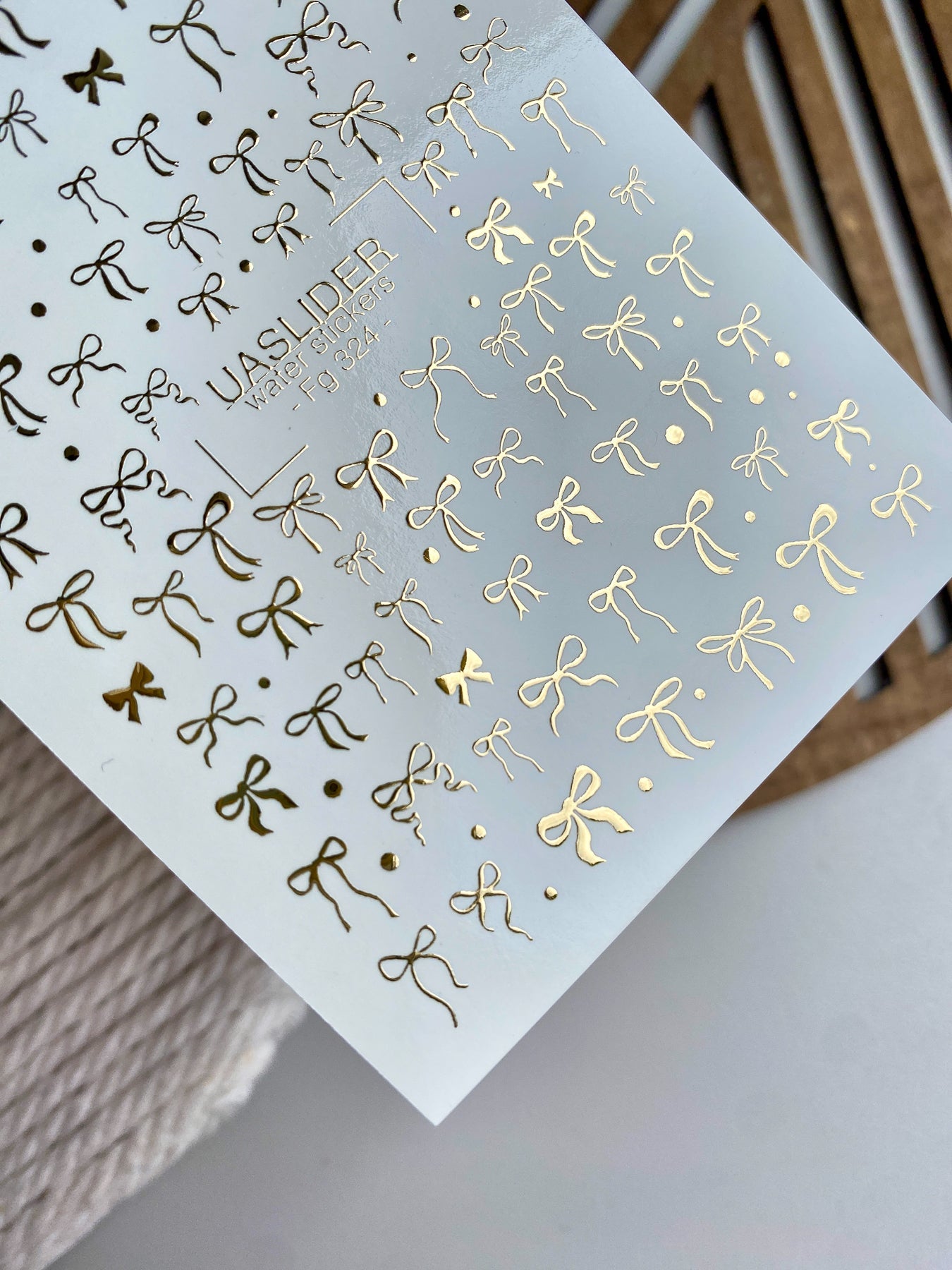 Bow Nail Decals — Gold Foil Ribbon Bows Mixed Sizes | Fg-324 - UASLIDER