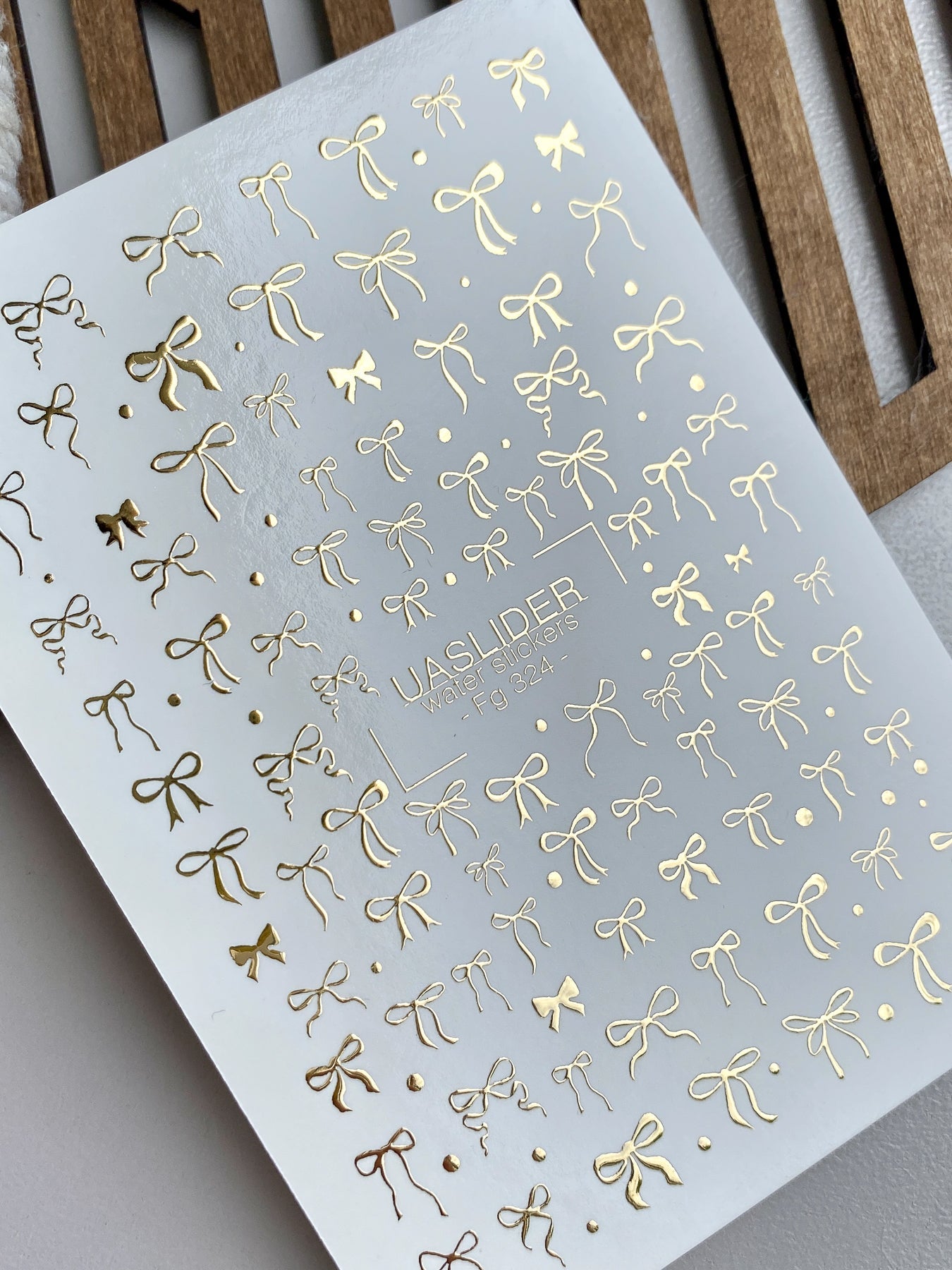 Bow Nail Decals — Gold Foil Ribbon Bows Mixed Sizes | Fg-324 - UASLIDER