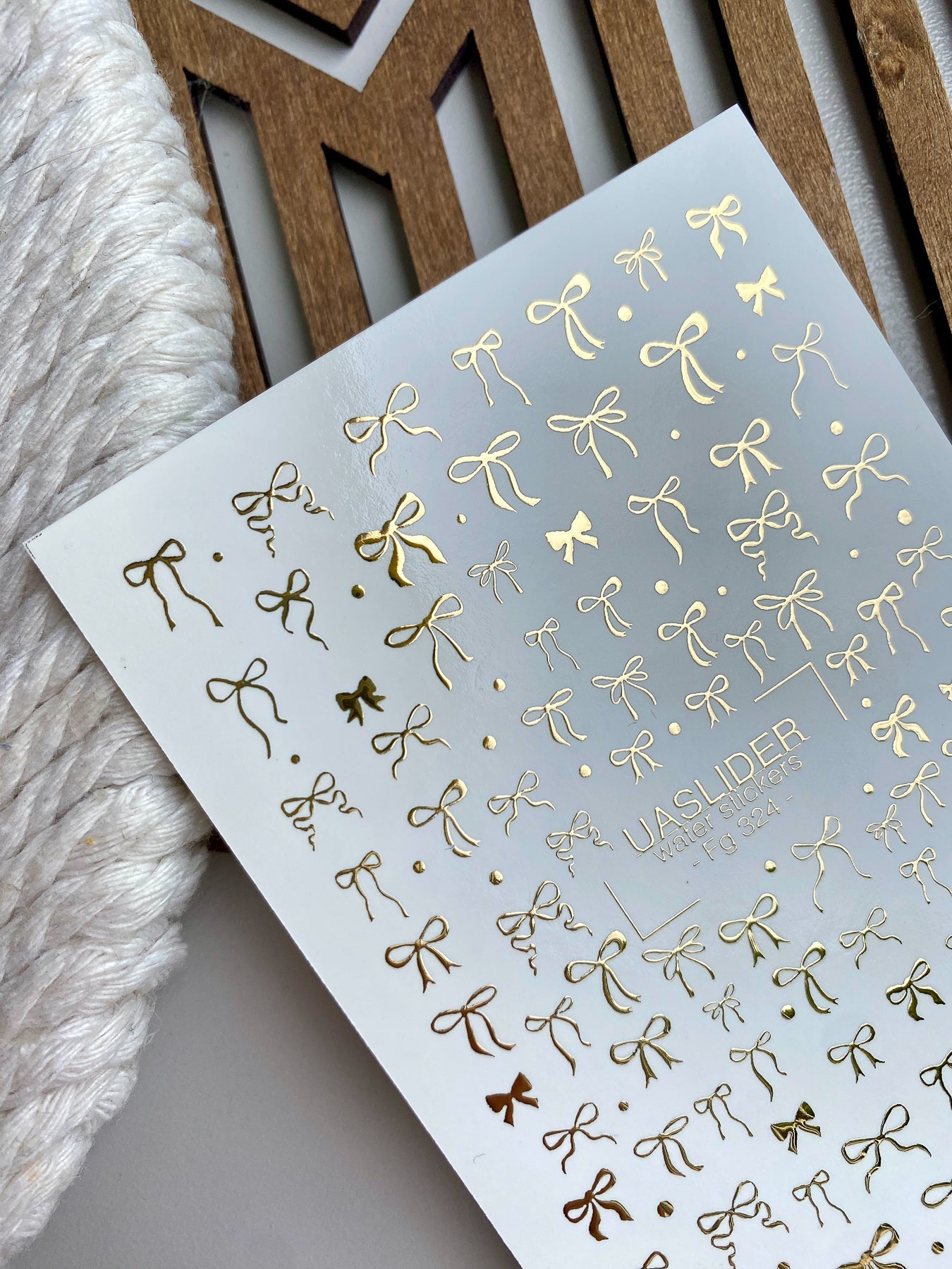 Bow Nail Decals — Gold Foil Ribbon Bows Mixed Sizes | Fg-324 - UASLIDER