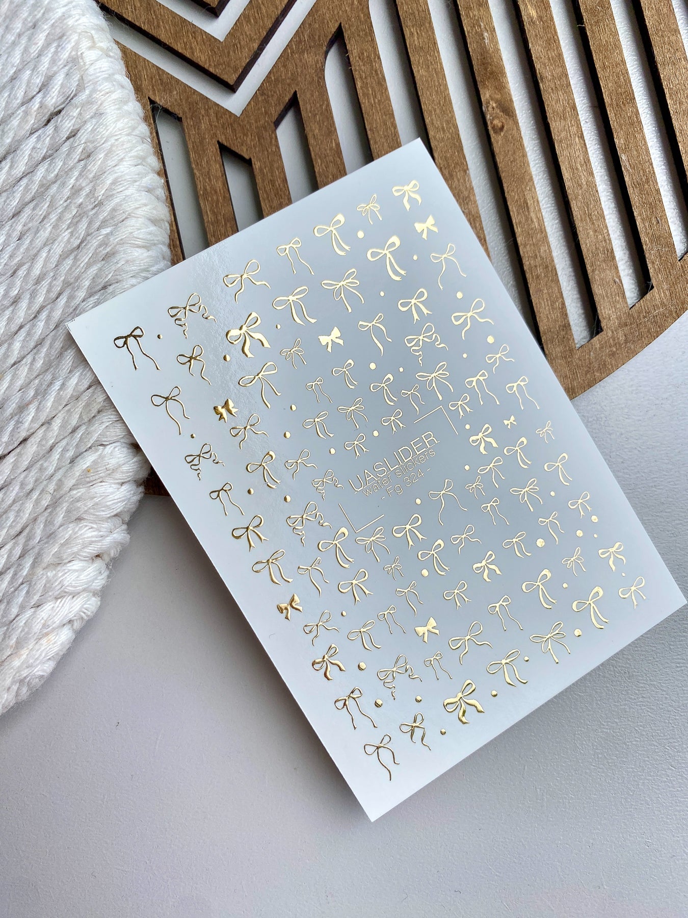 Bow Nail Decals — Gold Foil Ribbon Bows Mixed Sizes | Fg-324 - UASLIDER
