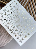 Bow Nail Decals — Gold Foil Ribbon Bows Mixed Sizes | Fg-324 - UASLIDER