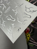Branch & Leaf Silhouette Nail Decals — Silver Foil | Fs - 287 - UASLIDER