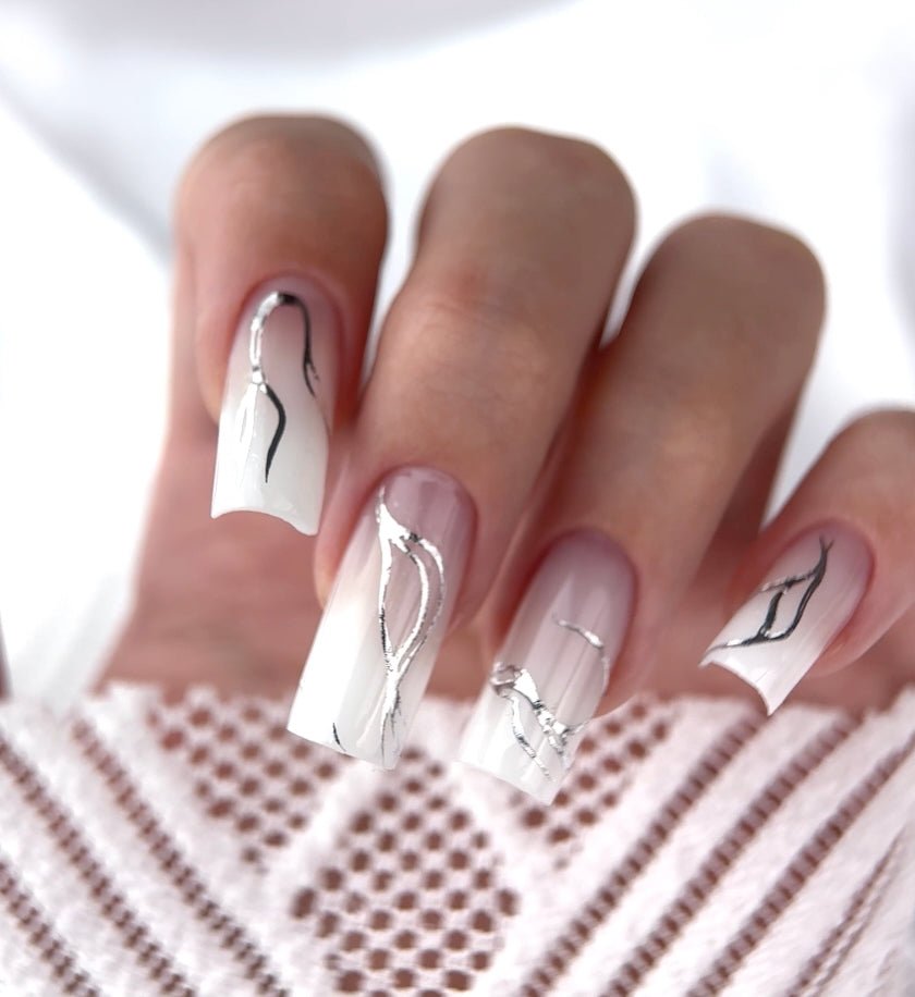 Branch & Leaf Silhouette Nail Decals — Silver Foil | Fs - 287 - UASLIDER