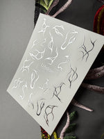 Branch & Leaf Silhouette Nail Decals — Silver Foil | Fs - 287 - UASLIDER