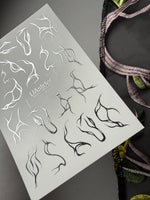 Branch & Leaf Silhouette Nail Decals — Silver Foil | Fs - 287 - UASLIDER
