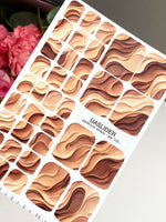 Brown Wave Pedicure Nail Wraps — Layered Sand Texture | pw-105 - UASLIDER