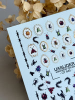 Bug Nail Decals — Insects, Scorpions & Gold Foil Frames | CF-845 - UASLIDER