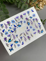 Butterfly Nail Decals — Blue Butterflies, Lavender & Gold Foil | CF - 097 - UASLIDER