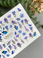 Butterfly Nail Decals — Blue Butterflies, Lavender & Gold Foil | CF - 097 - UASLIDER
