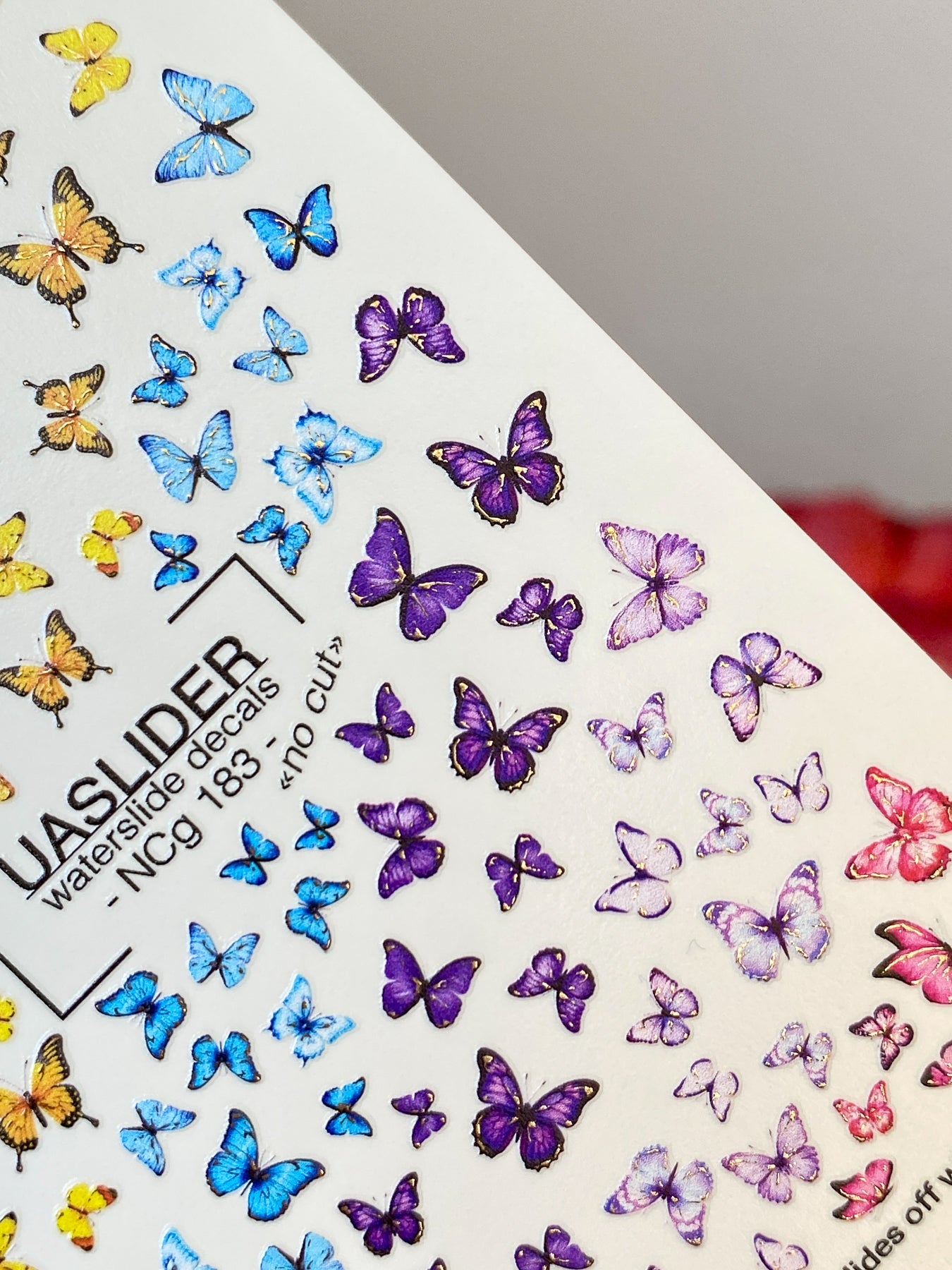 Butterfly Nail Decals — Full Rainbow Swarm, Realistic Wings | NCg-183 - UASLIDER