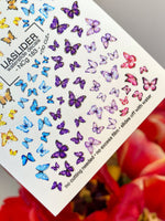 Butterfly Nail Decals — Full Rainbow Swarm, Realistic Wings | NCg-183 - UASLIDER