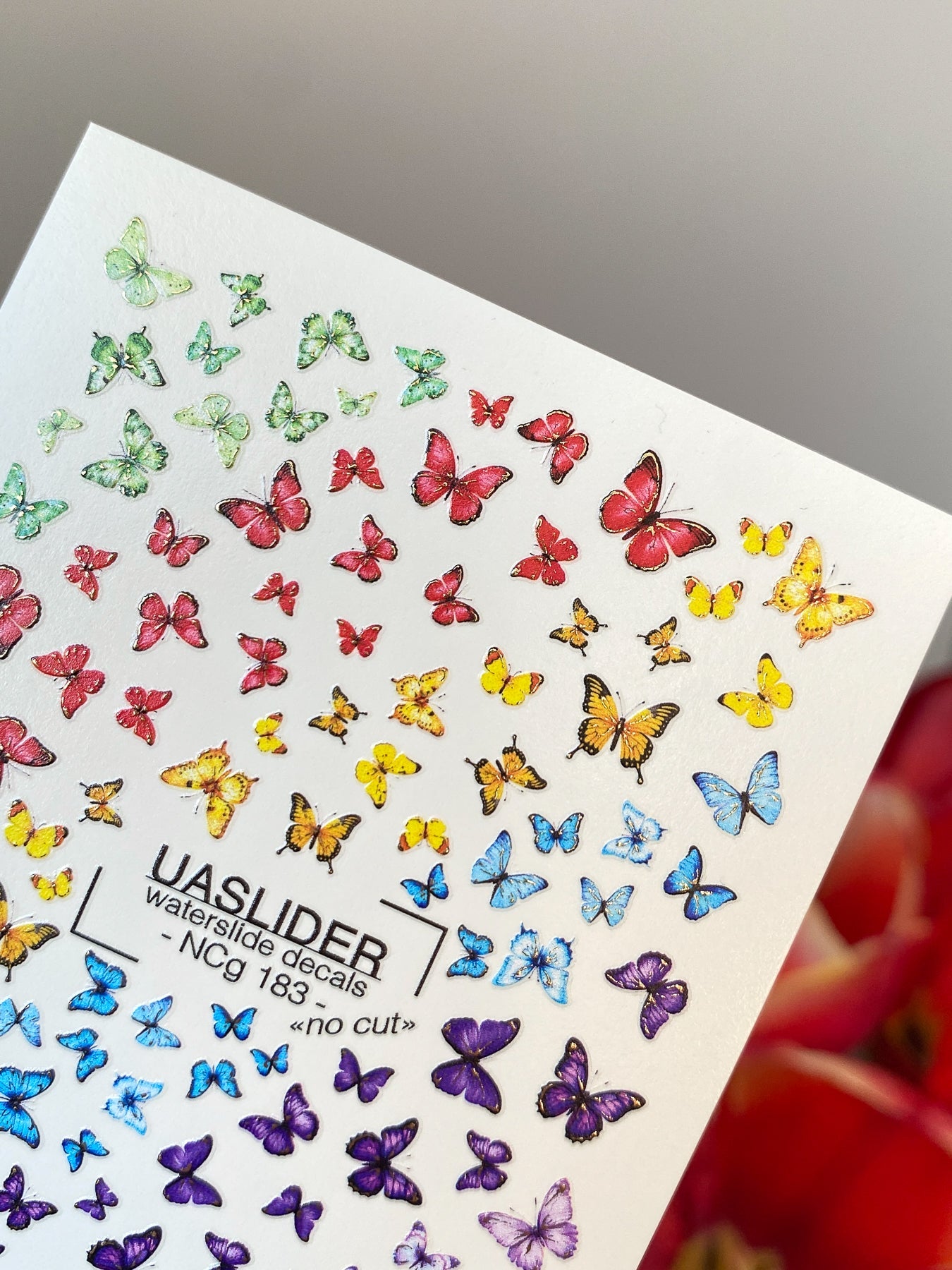 Butterfly Nail Decals — Full Rainbow Swarm, Realistic Wings | NCg-183 - UASLIDER