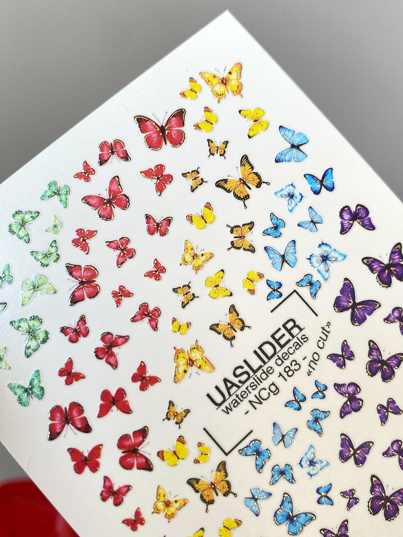 Butterfly Nail Decals — Full Rainbow Swarm, Realistic Wings | NCg-183 - UASLIDER