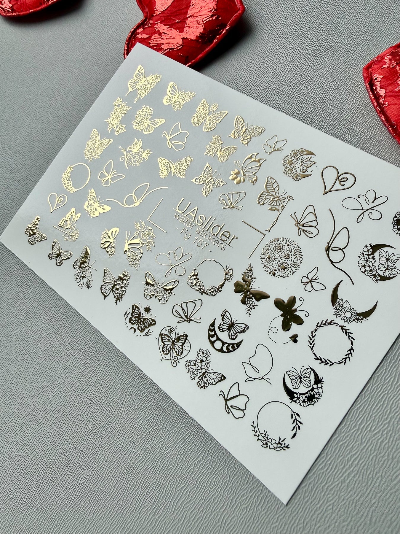 Butterfly Nail Decals — Gold Foil Botanical Mix | Fg - 157 - UASLIDER