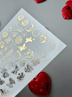 Butterfly Nail Decals — Gold Foil Botanical Mix | Fg - 157 - UASLIDER