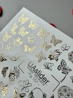 Butterfly Nail Decals — Gold Foil Botanical Mix | Fg - 157 - UASLIDER