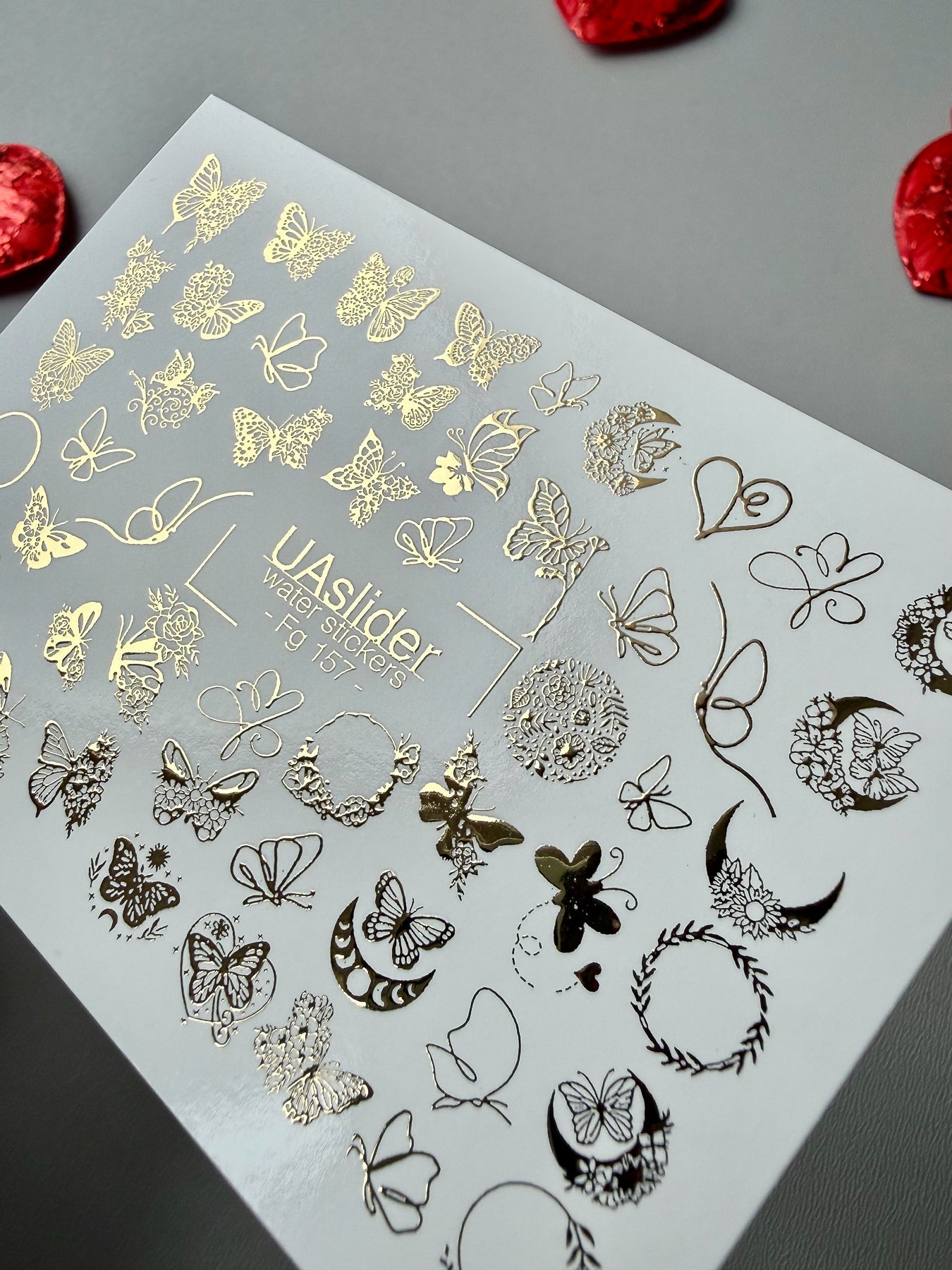 Butterfly Nail Decals — Gold Foil Botanical Mix | Fg - 157 - UASLIDER