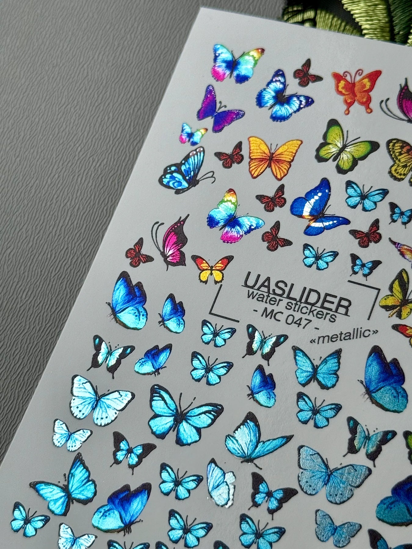 Butterfly Nail Decals — Metallic Rainbow & Blue Morpho | MC-047 - UASLIDER