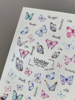 Butterfly Nail Decals — Pastel Butterflies with Gold Foil & Quotes | NCg-085 - UASLIDER
