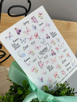Butterfly Nail Decals — Pink Florals & Spring Quote Texts | NCg-034 - UASLIDER
