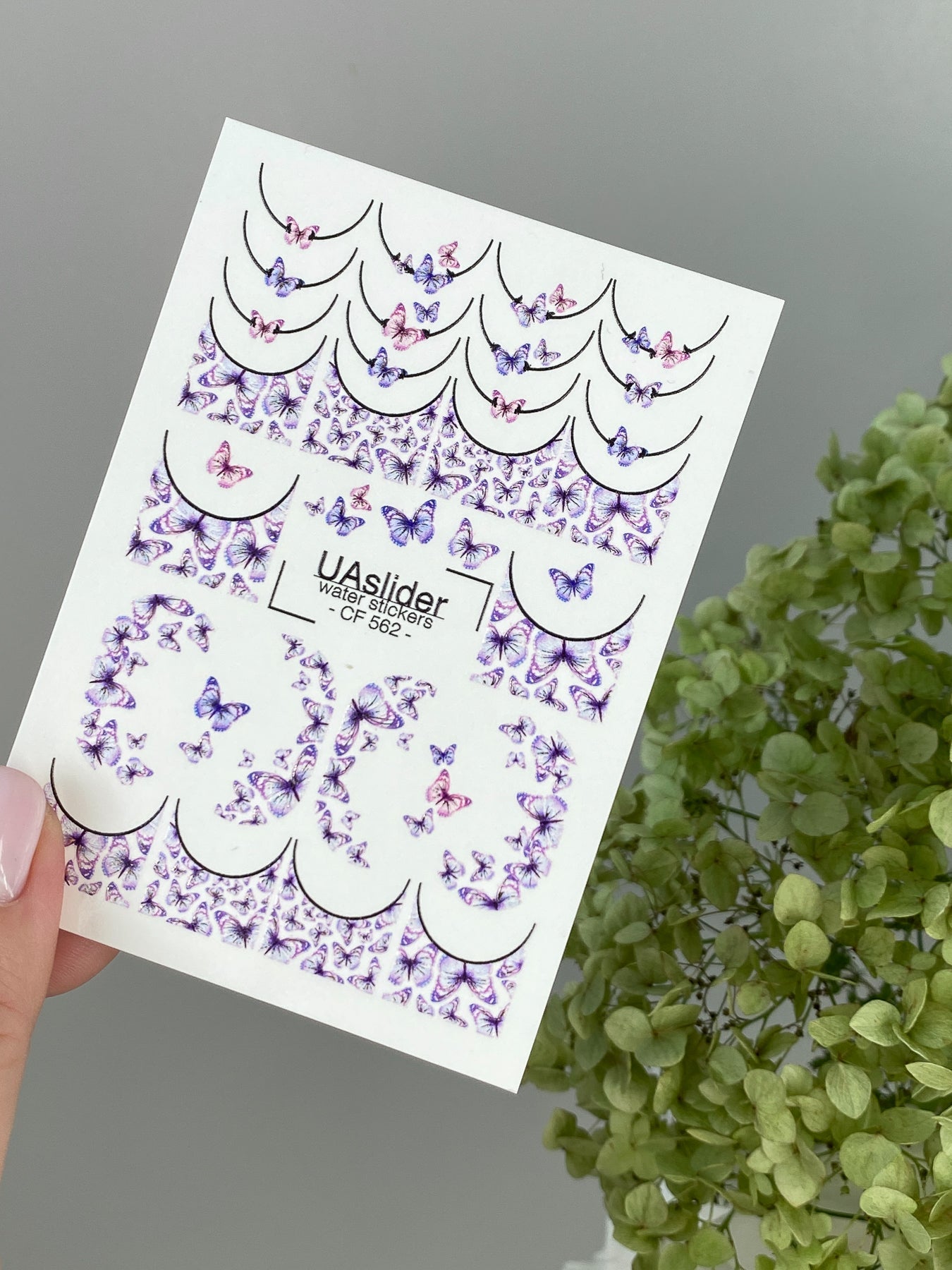 Butterfly Nail Decals — Purple Gold Foil Swarm French Tips | CF-562 - UASLIDER