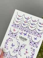Butterfly Nail Decals — Purple Gold Foil Swarm French Tips | CF-562 - UASLIDER