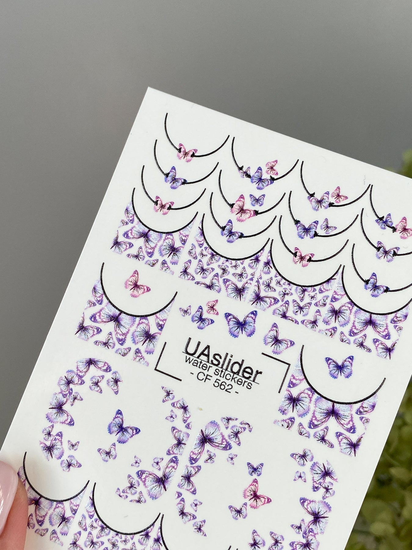 Butterfly Nail Decals — Purple Gold Foil Swarm French Tips | CF-562 - UASLIDER