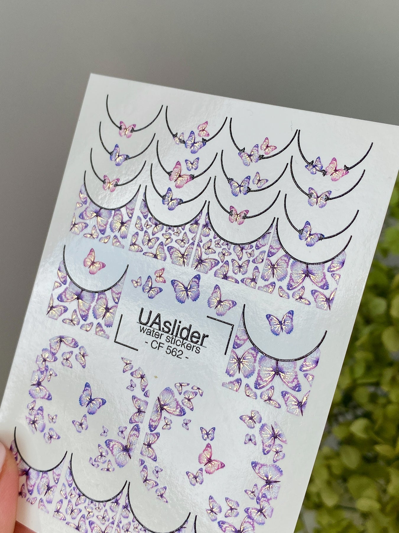 Butterfly Nail Decals — Purple Gold Foil Swarm French Tips | CF-562 - UASLIDER