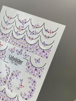 Butterfly Nail Decals — Purple Gold Foil Swarm French Tips | CF-562 - UASLIDER