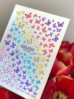 Butterfly Nail Decals — Rainbow Ombre Swarm, All Sizes | MC-069 - UASLIDER