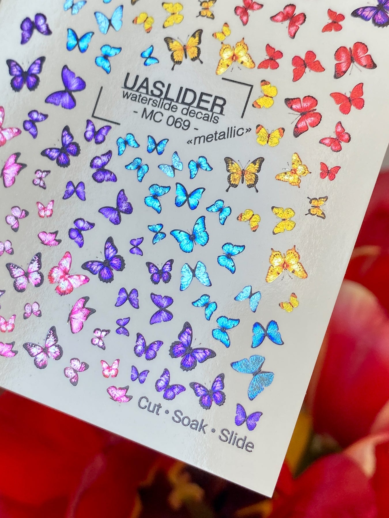 Butterfly Nail Decals — Rainbow Ombre Swarm, All Sizes | MC-069 - UASLIDER