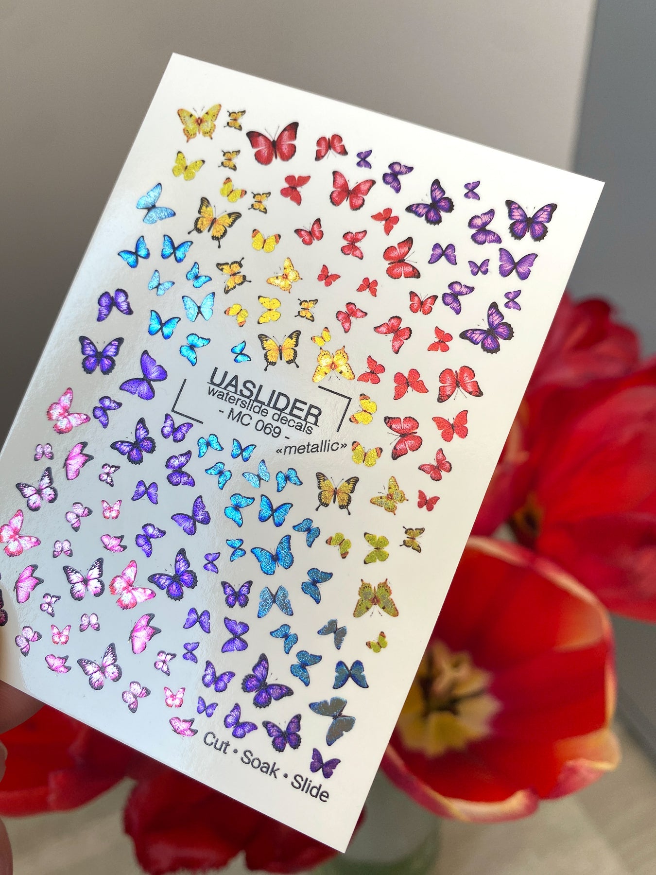 Butterfly Nail Decals — Rainbow Ombre Swarm, All Sizes | MC-069 - UASLIDER