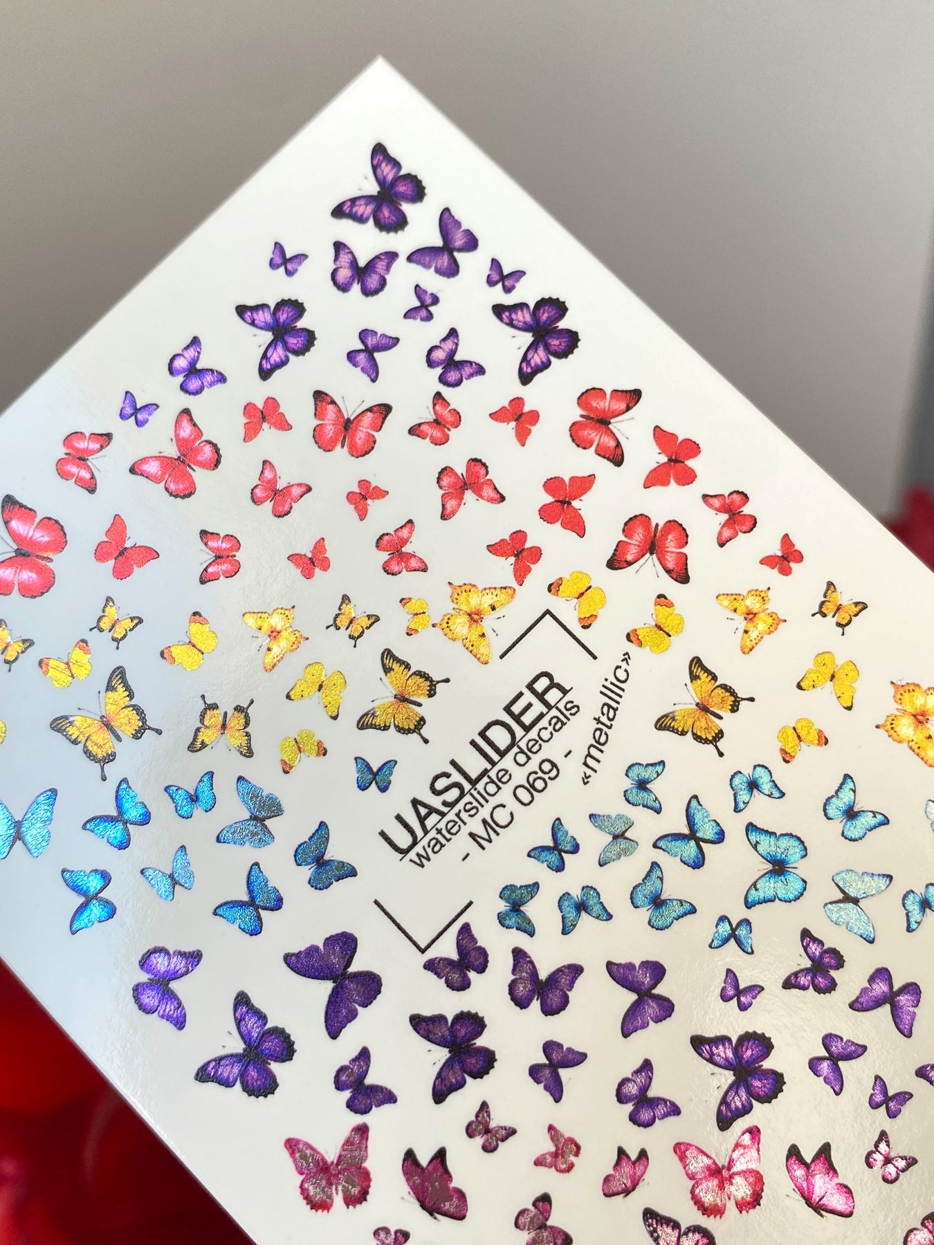Butterfly Nail Decals — Rainbow Ombre Swarm, All Sizes | MC-069 - UASLIDER