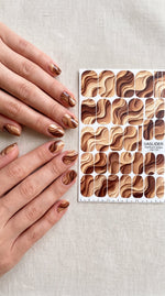 Caramel Waves Manicure Wraps — Brown Layered Swirls | mw-105 - UASLIDER