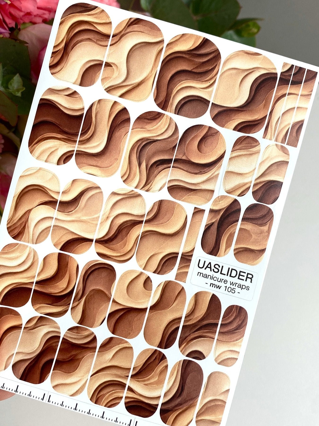 Caramel Waves Manicure Wraps — Brown Layered Swirls | mw-105 - UASLIDER