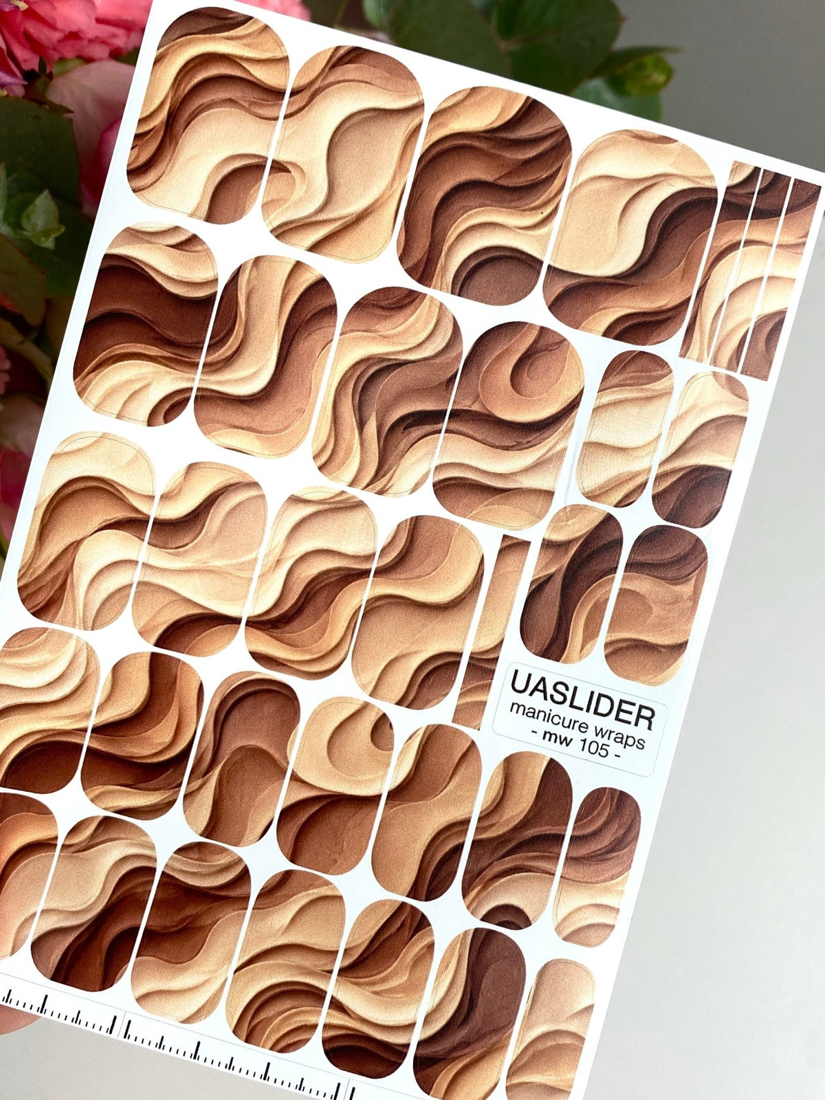 Caramel Waves Manicure Wraps — Brown Layered Swirls | mw-105 - UASLIDER