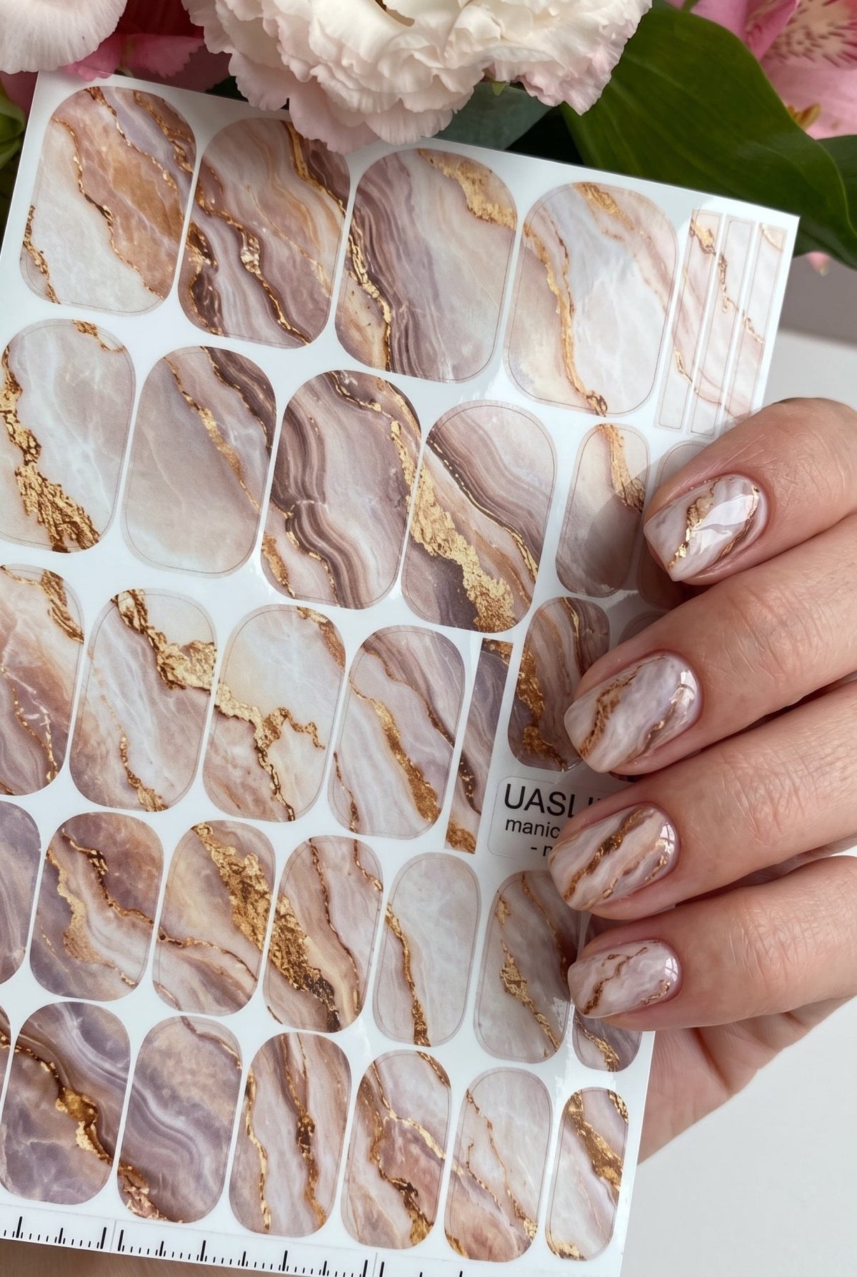 Champagne Beige Manicure Wraps — Mauve Marble | mw-032 - UASLIDER