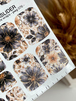 Charcoal Floral Pedicure Wraps — Beige & Gold Foil | pwg-076 - UASLIDER