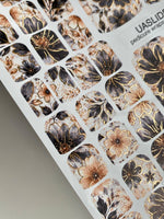Charcoal Floral Pedicure Wraps — Beige & Gold Foil | pwg-076 - UASLIDER
