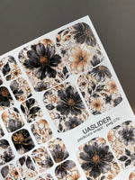Charcoal Floral Pedicure Wraps — Beige & Gold Foil | pwg-076 - UASLIDER