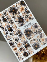 Charcoal Floral Pedicure Wraps — Beige & Gold Foil | pwg-076 - UASLIDER
