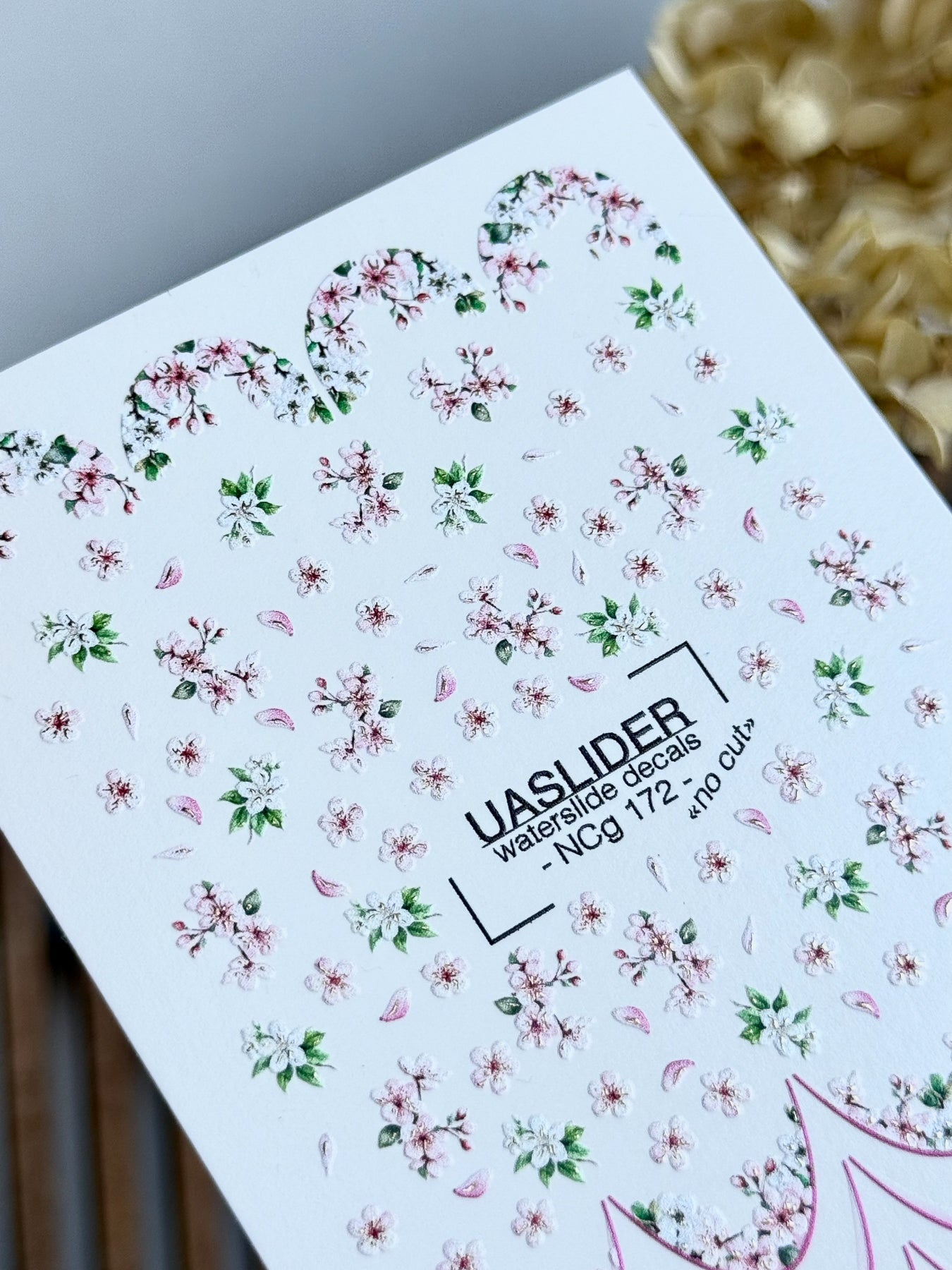 Cherry Blossom Nail Decals — Pink Floral & French Tips | NCg-172 - UASLIDER