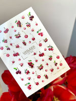 Cherry Nail Decals — Red Cherries with Gold Foil Splashes | CF - 865 - UASLIDER