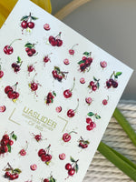 Cherry Nail Decals — Red Cherries with Gold Foil Splashes | CF - 865 - UASLIDER