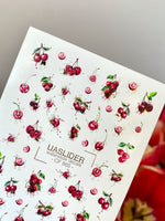 Cherry Nail Decals — Red Cherries with Gold Foil Splashes | CF - 865 - UASLIDER