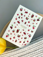 Cherry Nail Decals — Red Cherries with Gold Foil Splashes | CF - 865 - UASLIDER