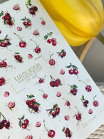 Cherry Nail Decals — Red Cherries with Gold Foil Splashes | CF - 865 - UASLIDER