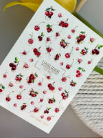 Cherry Nail Decals — Red Cherries with Gold Foil Splashes | CF - 865 - UASLIDER